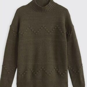 Pink Clover StitchFix Gabriel Size Medium Olive Green Mock Neck Textured Sweater